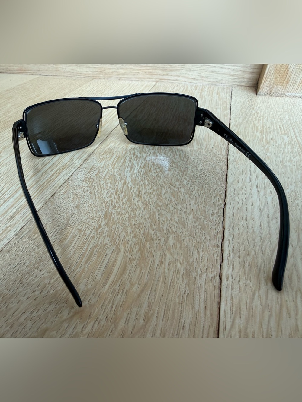 Authentic Prada Mens Black and Gold Rectangular Sunglasses - Picture 5 of 11